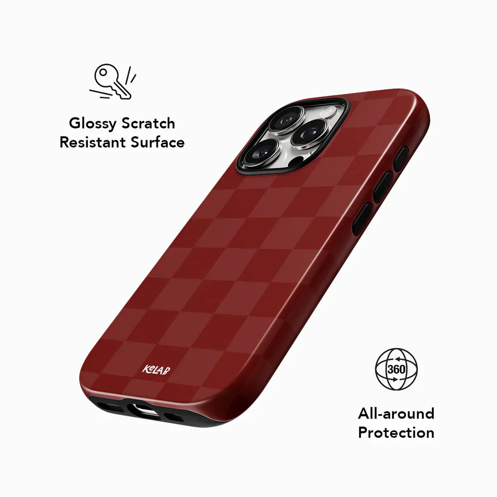 Maroon Check | Burgundy Checkerboard iPhone Case
